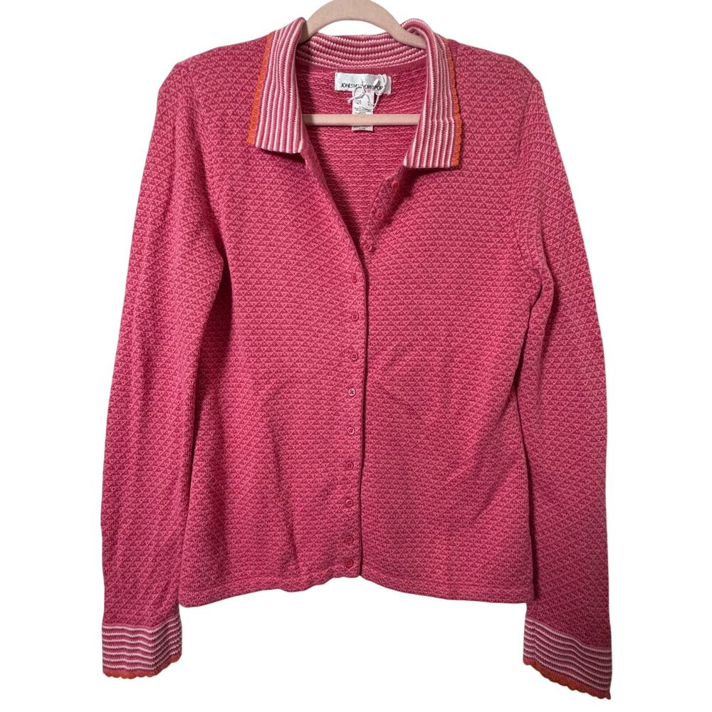 Md Vtg Jones New York Pink Angora Blend Cardigan Knit Soft Girl Coquette Ballet